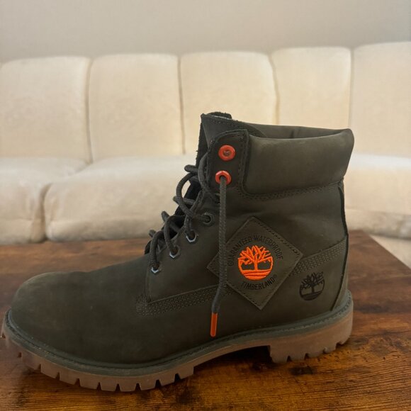 Timberland Boots Waterproof Dark Green Nubuck Used Size 10.5 - Picture 4 of 7